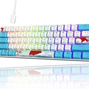 ussixchare 60% keyboard mechanical RGB wired gaming blue PBT backlit keycaps